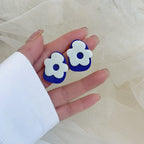 Silver Needle Klein Blue Stud Earrings