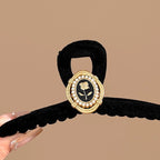 Beaded Black Velvet Hair Claw