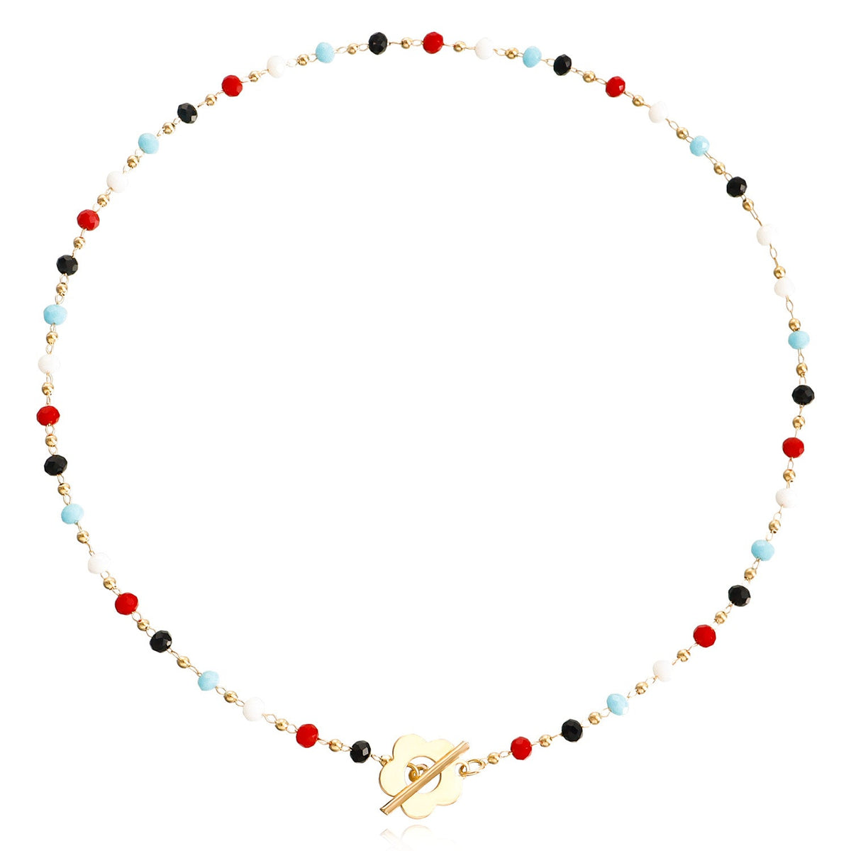 Crystal Glass Beads OT Buckle Necklace