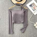 Vintage Off-shoulder Padded Short Top