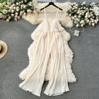 Solid Color Ruffled Slip Jumpsuit