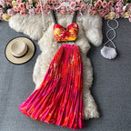 Camisole&Pleated Half-body Skirt 2Pcs