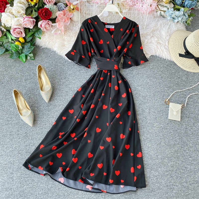 V-neck Tie Waist Dress