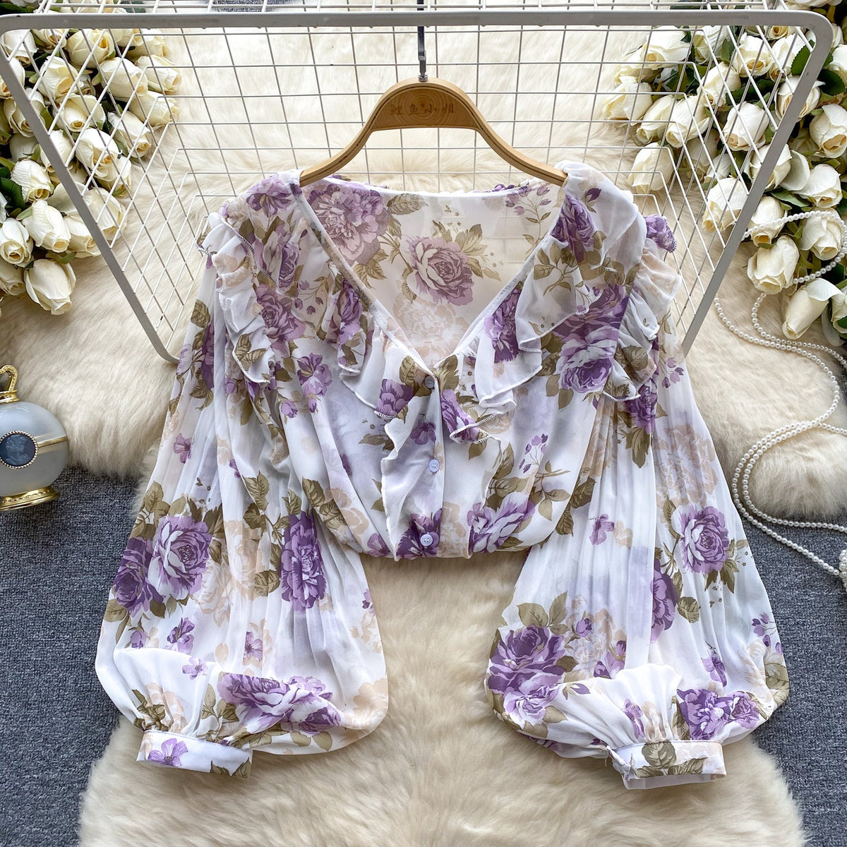 Sweetie Ruffled Chiffon Floral Top