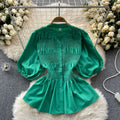 Niche Puffy Sleeve Pleated Shirt