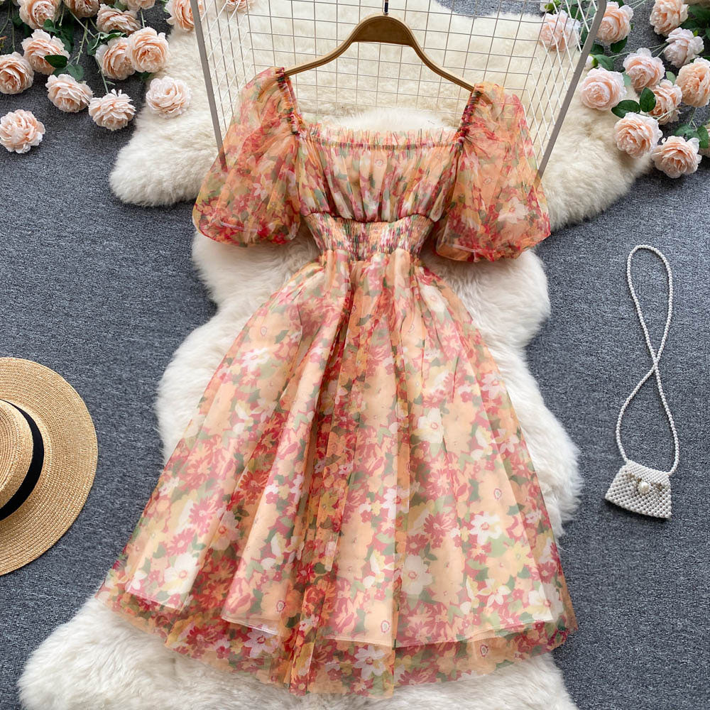 Mesh Chiffon Floral Dress