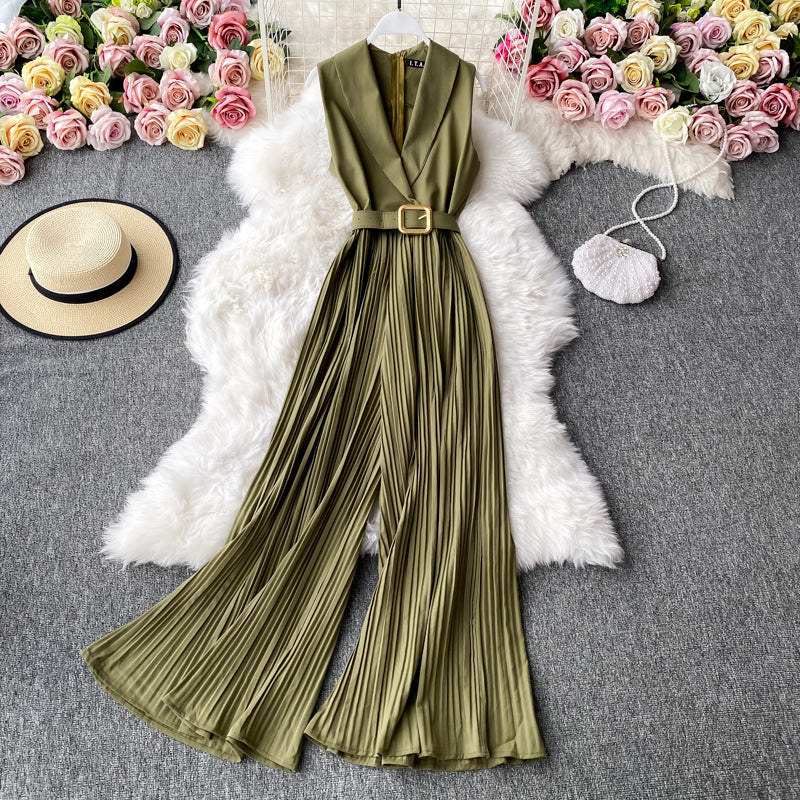 Suit Collar Flared Pants Jumpsuit