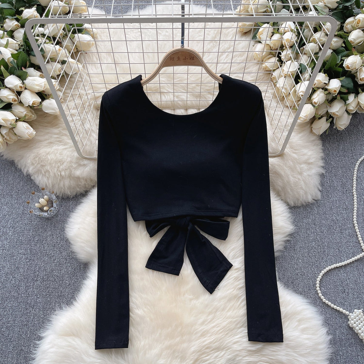 Chic U-neck Backless Lace-up Top