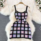 Backless Colourful Crocheted Slip Dress