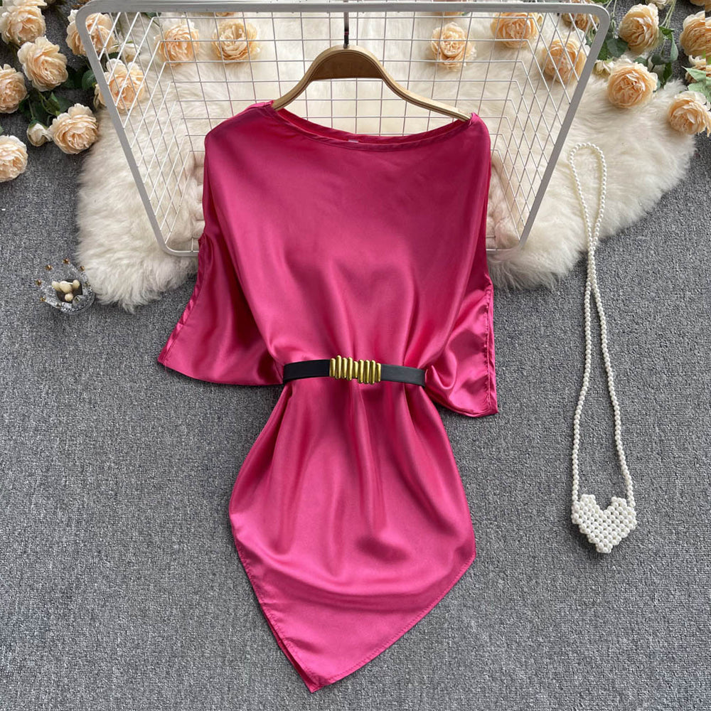Elegant Satin Solid Color Top