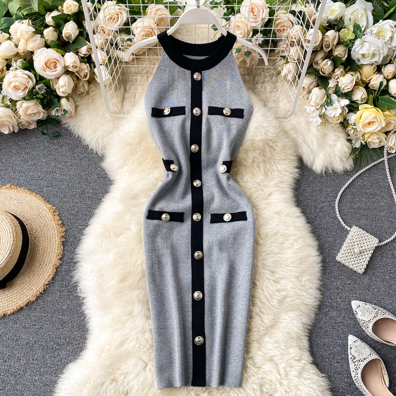 Halter-breasted Knitted Hip Dress