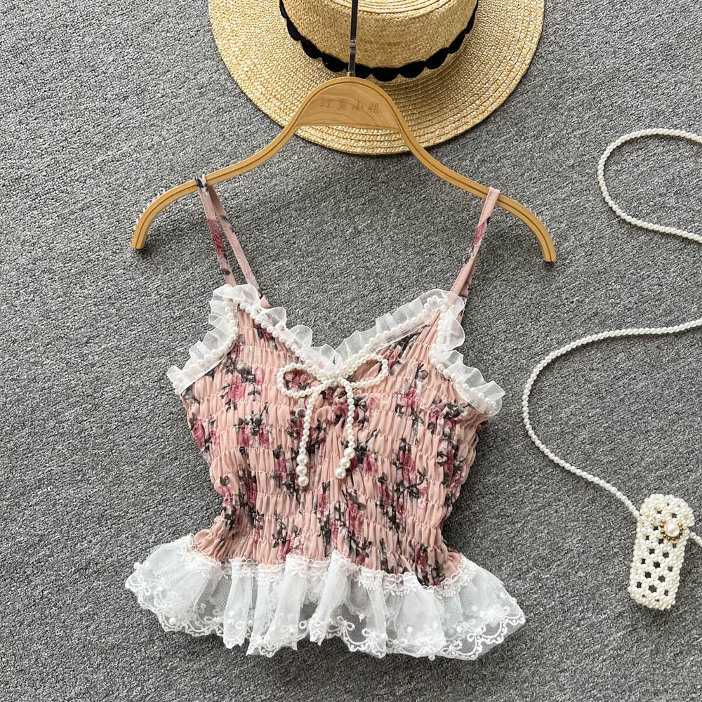 Stringy Selvedge Lace Beaded Camisole
