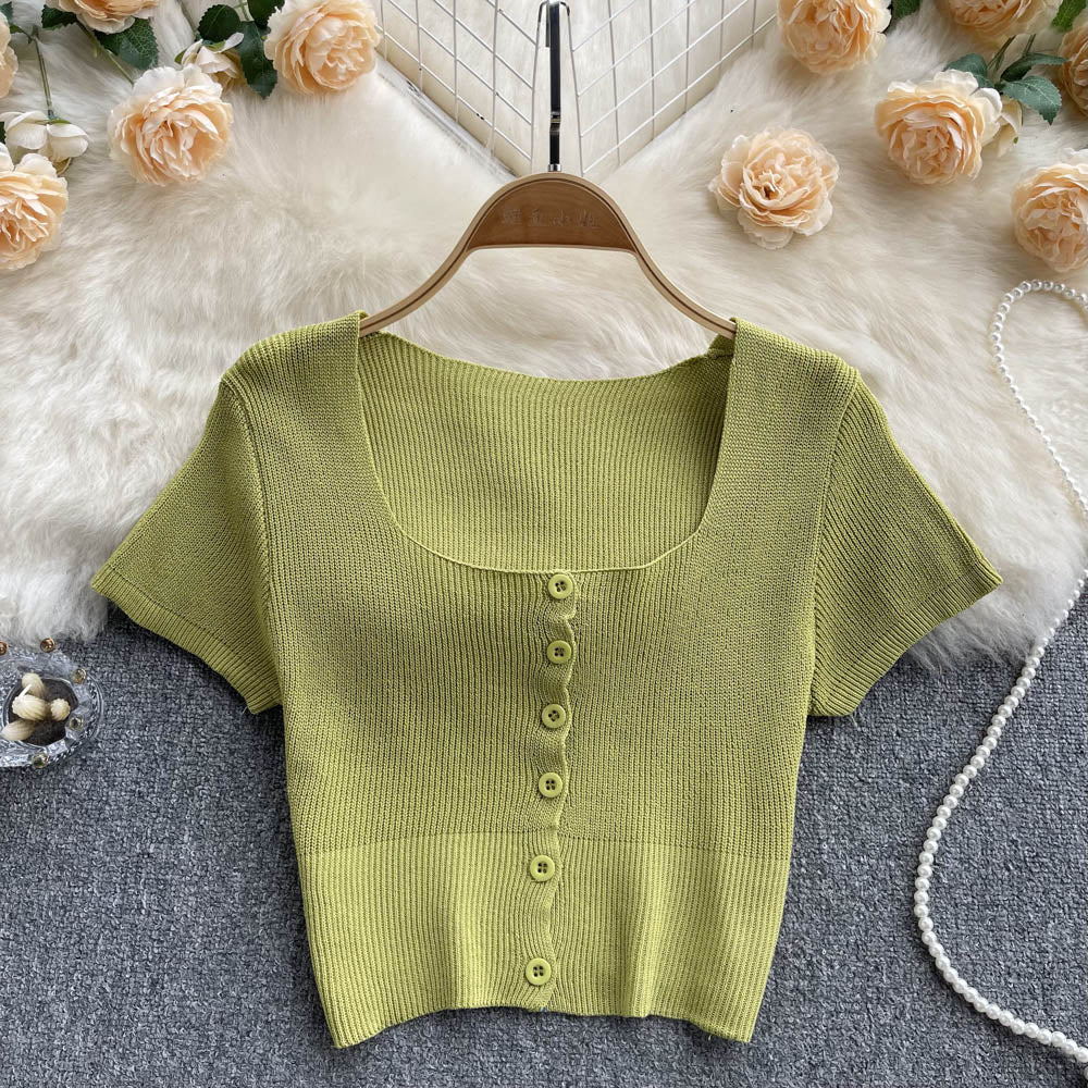 Short Sleeve Solid Colour Stretch T-shirt