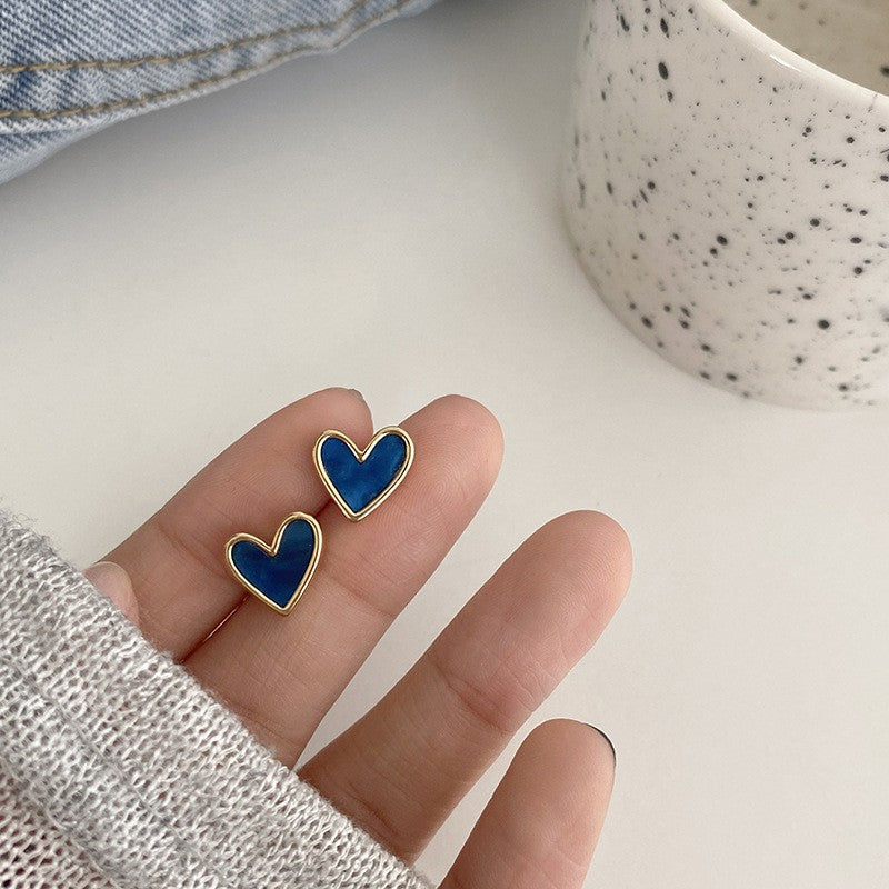 Silver Needle Klein Blue Stud Earrings
