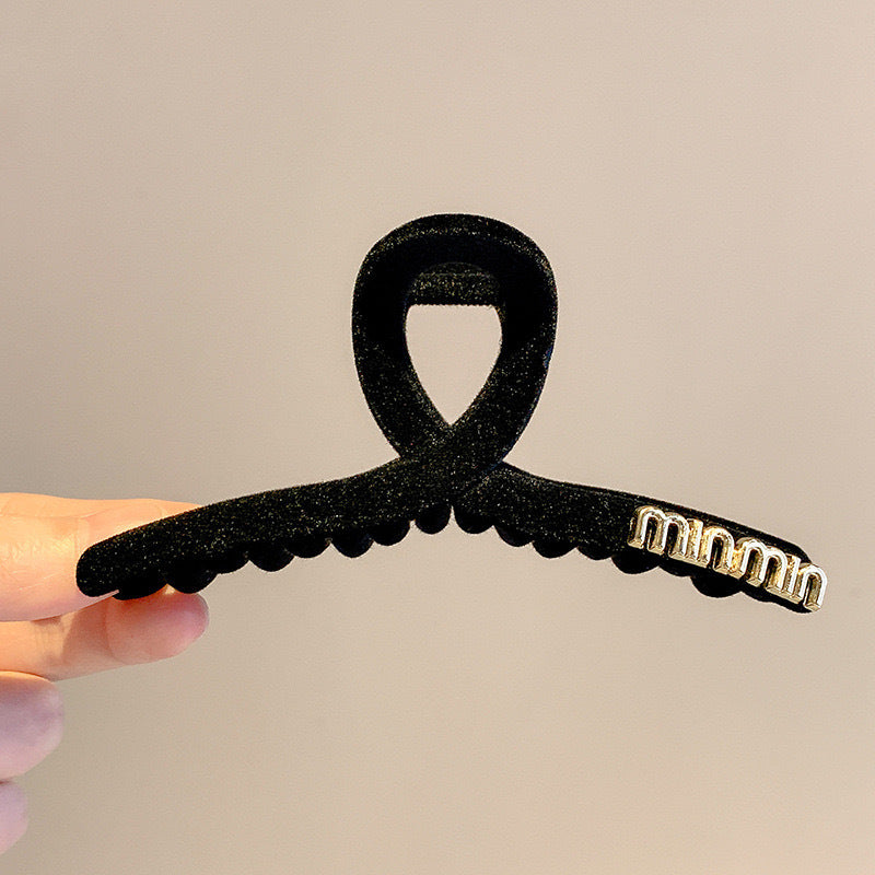 Beaded Black Velvet Hair Claw