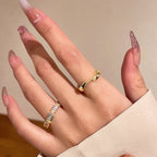 Pearl Open-circle Rings 2Pcs Set