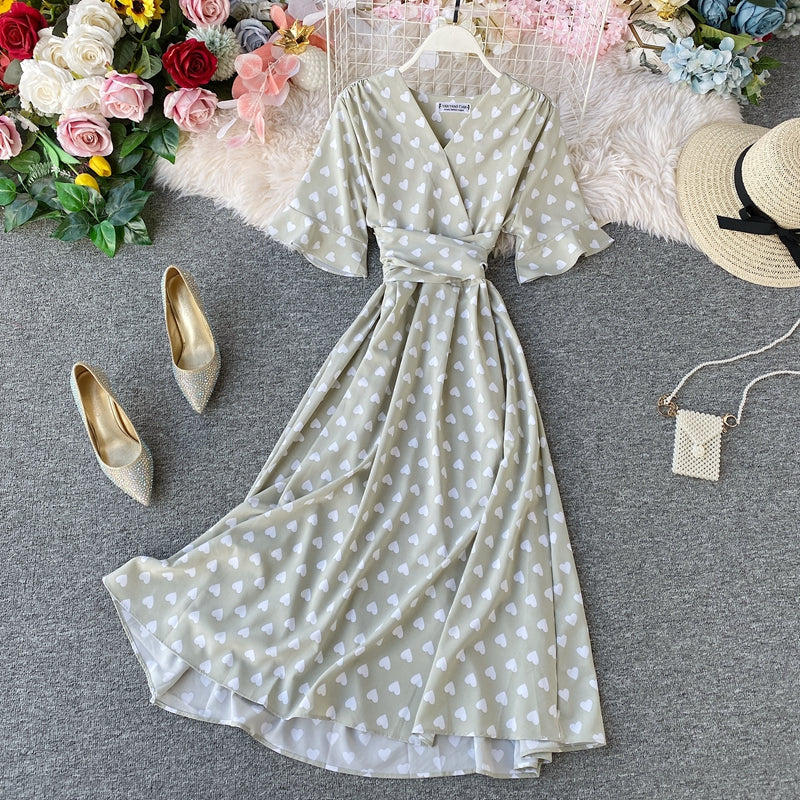 V-neck Tie Waist Dress