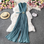 Suit Collar Flared Pants Jumpsuit