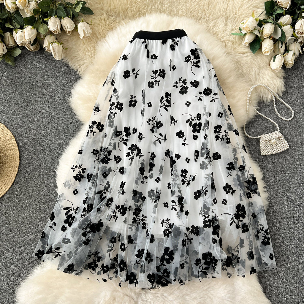 Vintage A-line Puffy Mesh Skirt