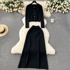 Cardigan&Half-body Skirt Fringed Knit 2Pcs