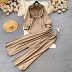 Loose-fitting Shirt&Pleated Trousers 2Pcs