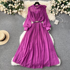 Bow-tie Pleated Chiffon Maxi Dress