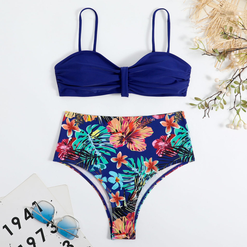 Printed High-waist Drawstring Tankini