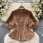 Niche Puffy Sleeve Pleated Shirt
