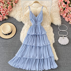 Multicolor Sling Pleated Dress