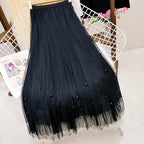 French Retro Beaded Mesh Skirt