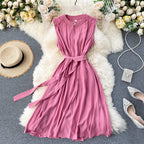 Hollow Crew Neck Sleeveless Tank Dress