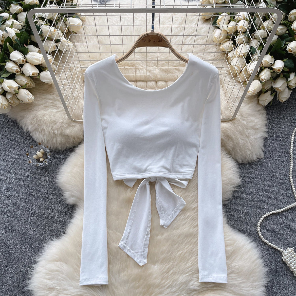 Chic U-neck Backless Lace-up Top