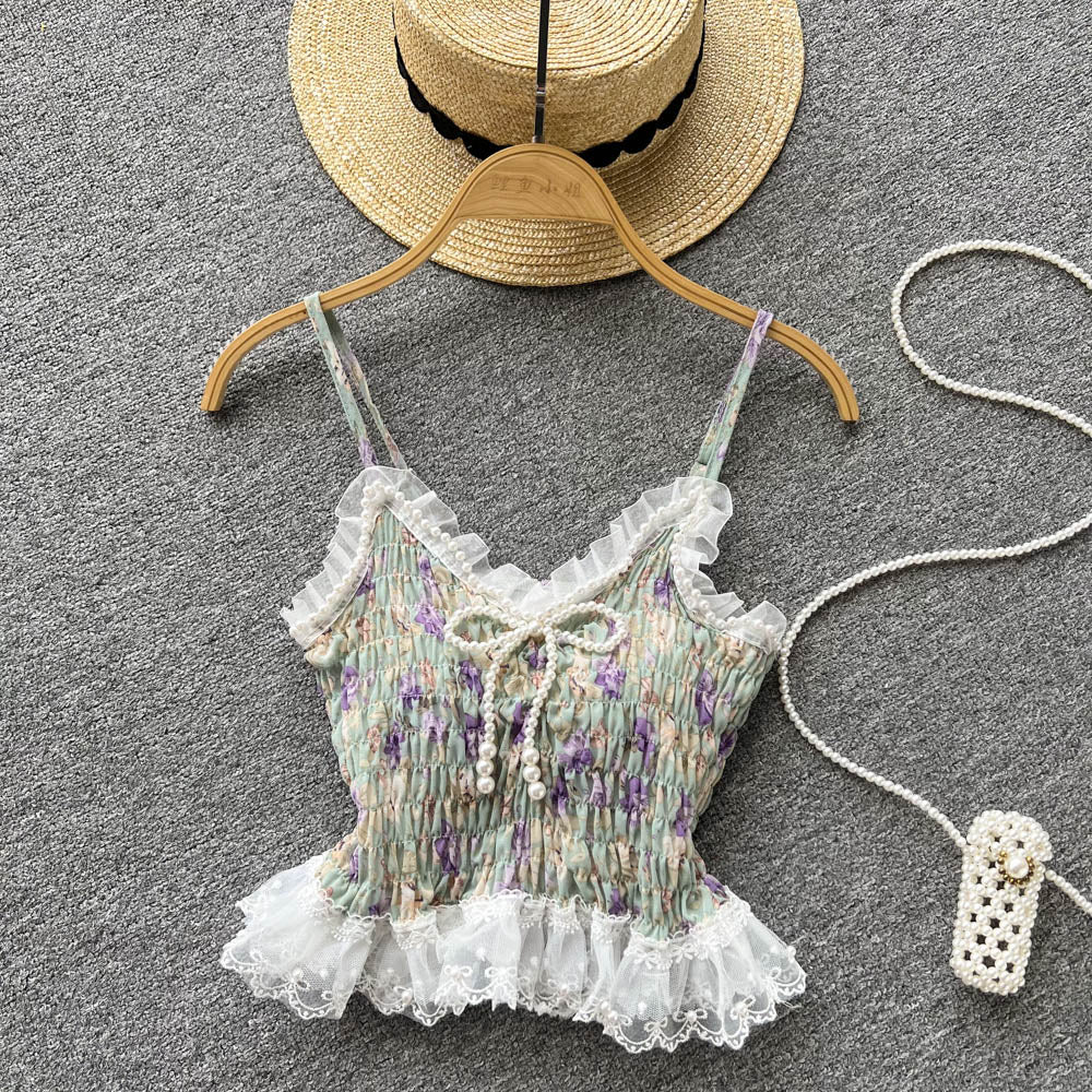 Stringy Selvedge Lace Beaded Camisole