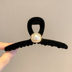 Beaded Black Velvet Hair Claw