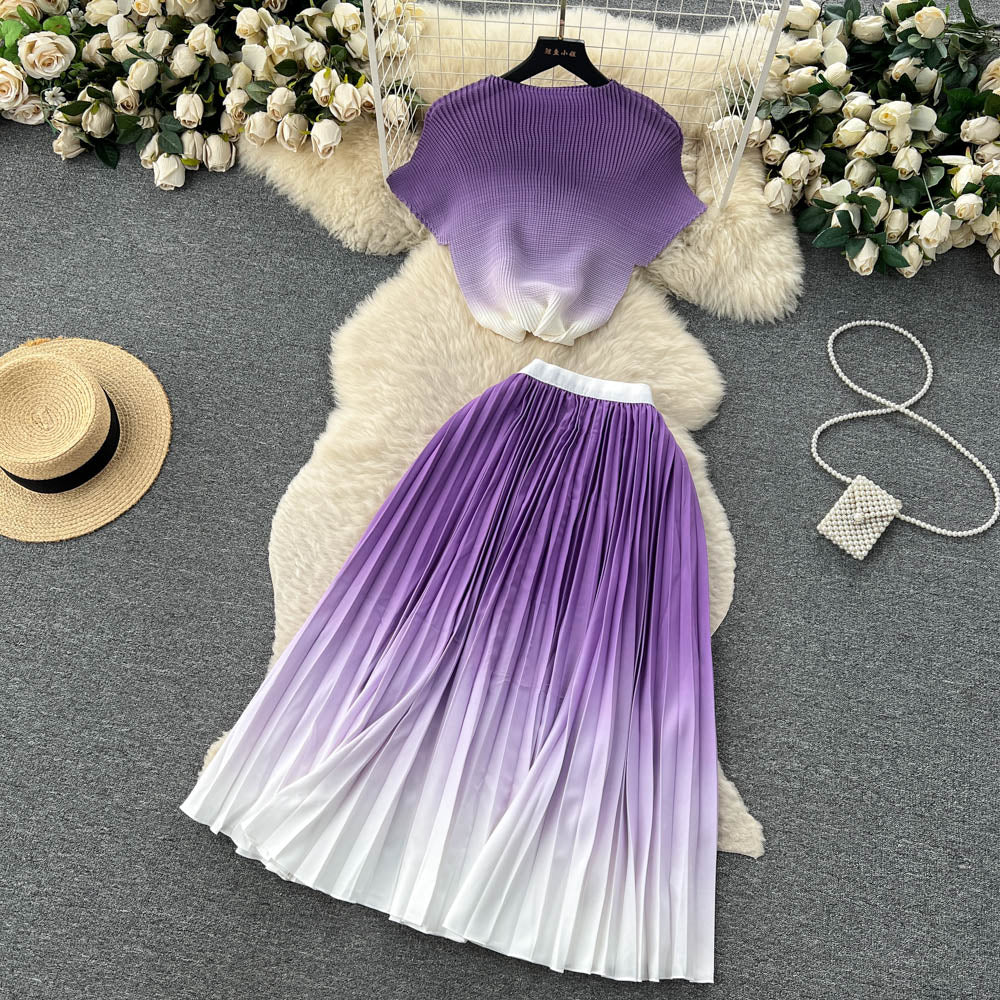 Top&Pleated Skirt Floral 2Pcs
