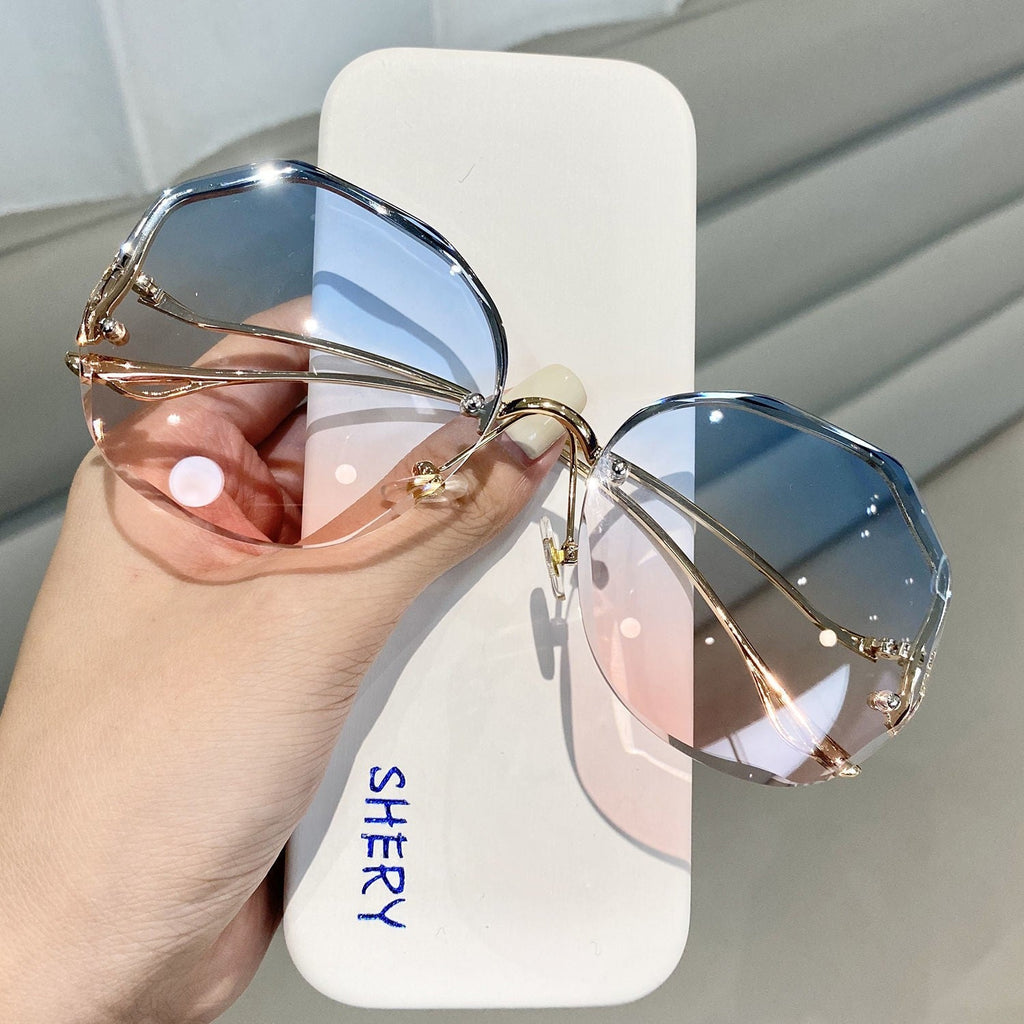 Polygonal Gradient Lenses Rimless Glasses