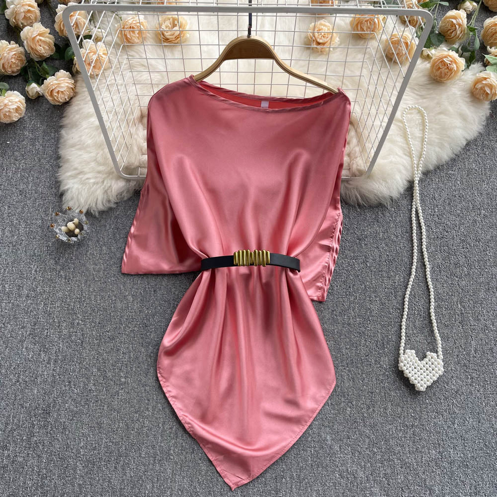 Elegant Satin Solid Color Top