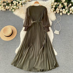 Pressed Pleated Waist Slimming Dress