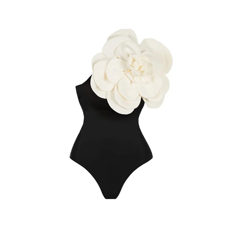 Black&White Striped One-piece Swimwear&Skirt 2Pcs