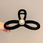 Beaded Black Velvet Hair Claw