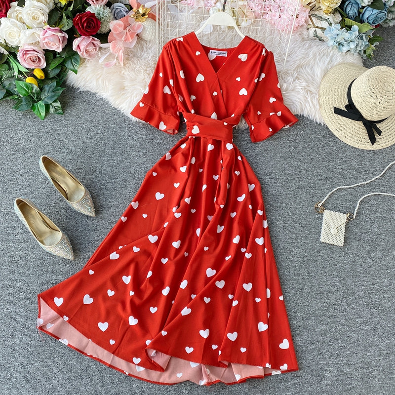 V-neck Tie Waist Dress