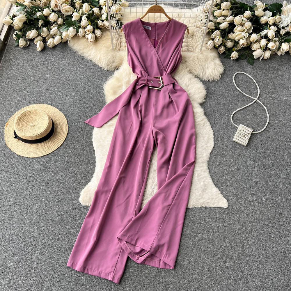 Sleeveless V-neck Lace-up Jumpsuit