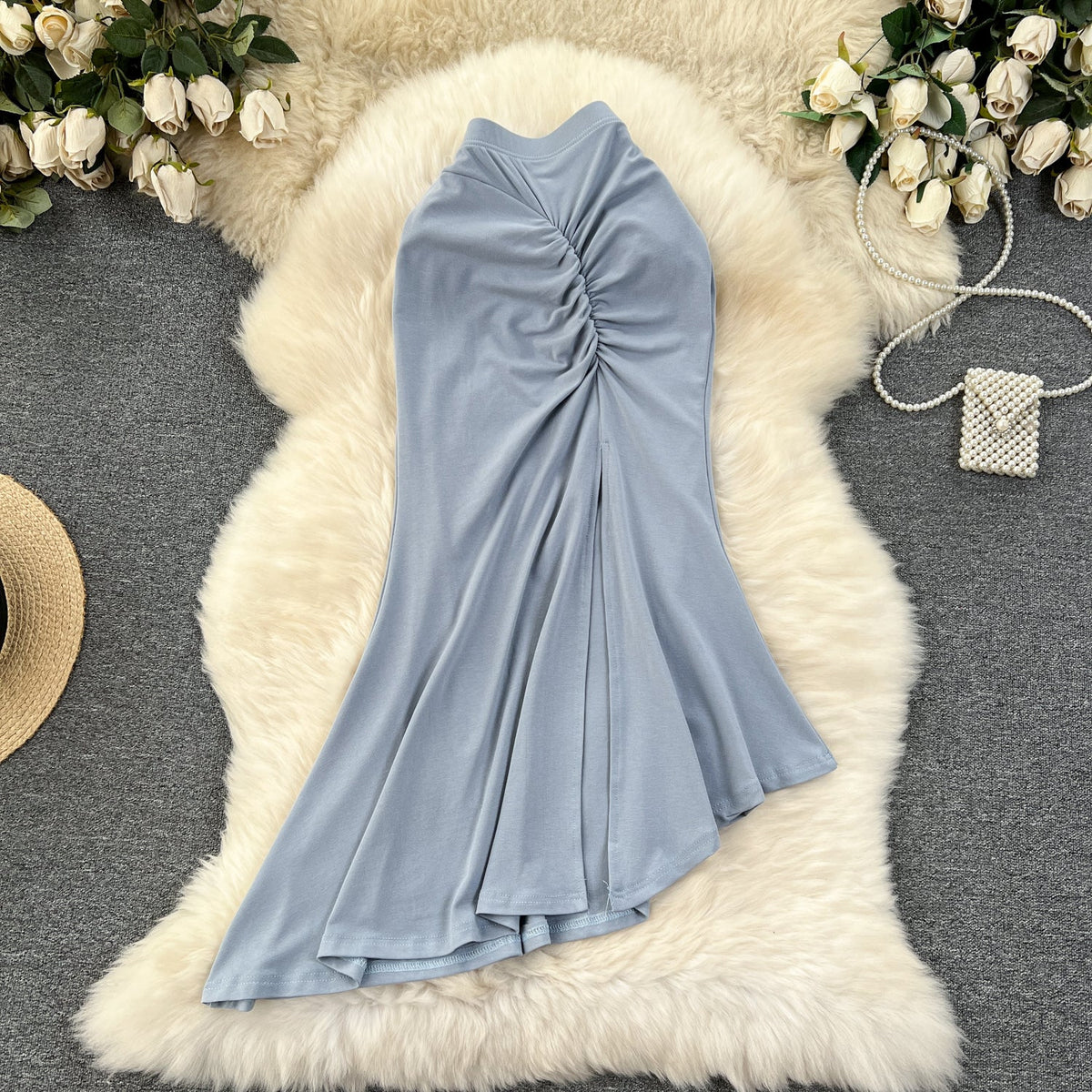Solid Color Hip-wrapping Fishtail Skirt