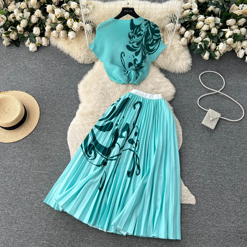 Top&Pleated Skirt Floral 2Pcs