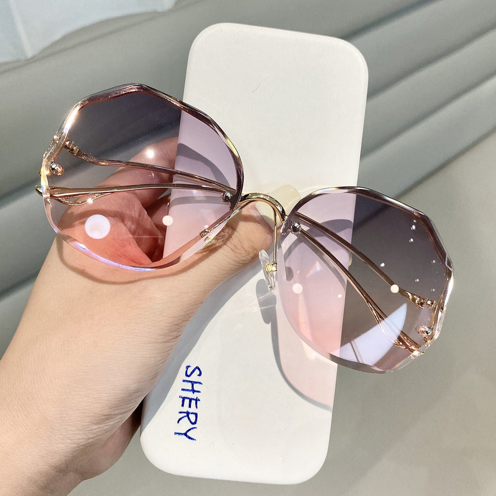 Polygonal Gradient Lenses Rimless Glasses