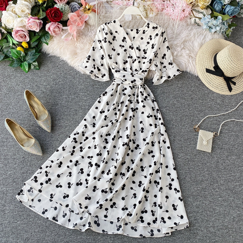 V-neck Tie Waist Dress