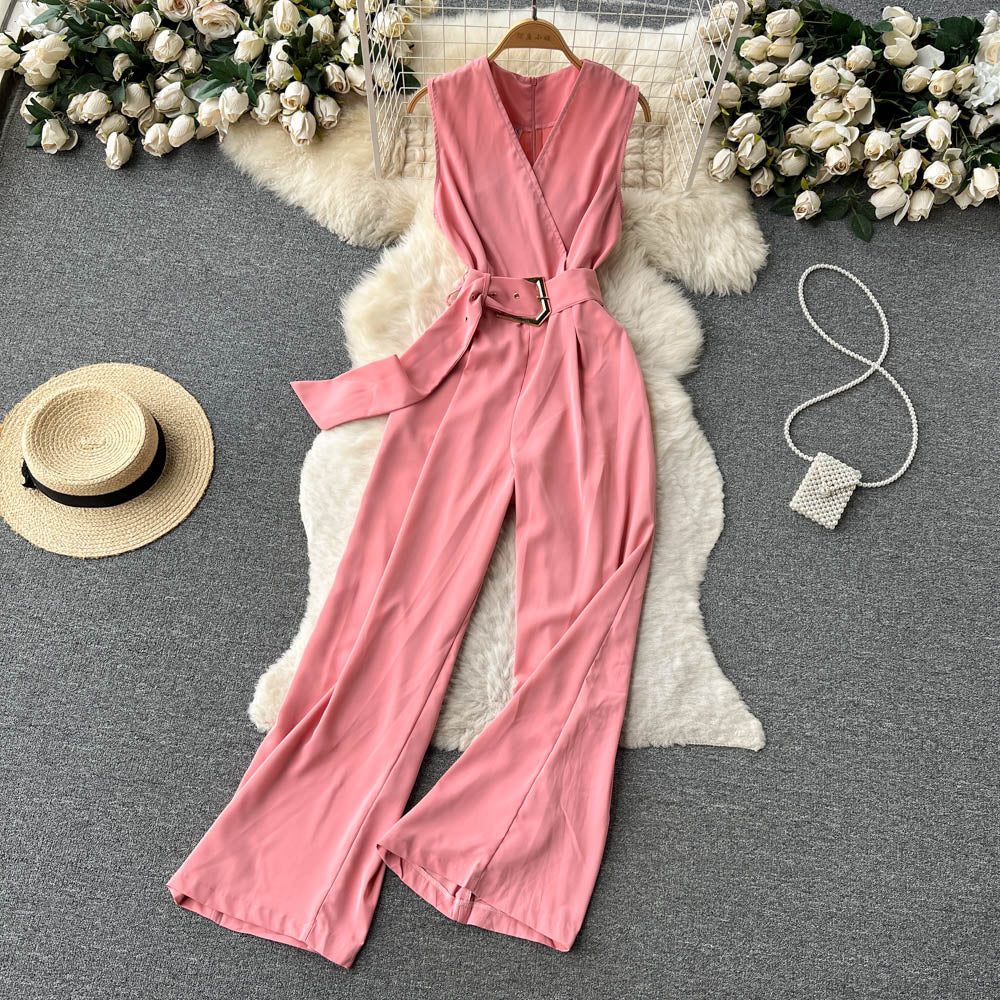 Sleeveless V-neck Lace-up Jumpsuit