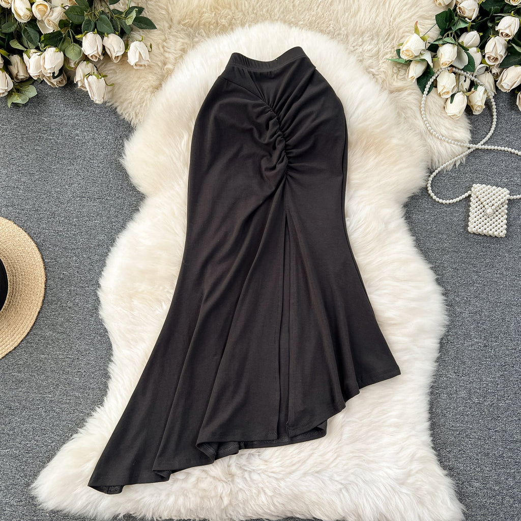 Solid Color Hip-wrapping Fishtail Skirt