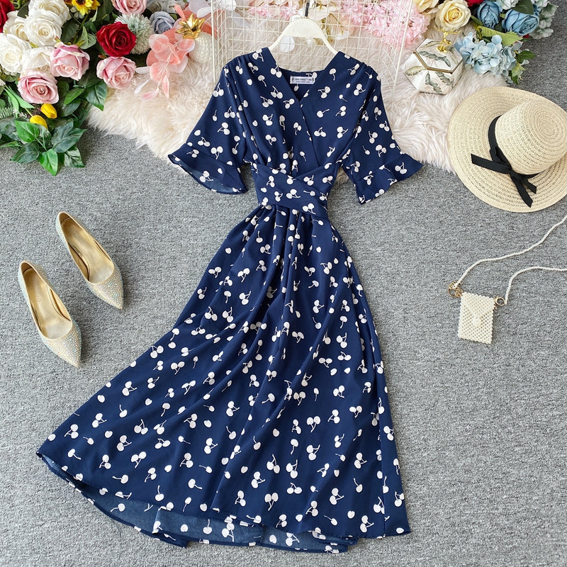 V-neck Tie Waist Dress