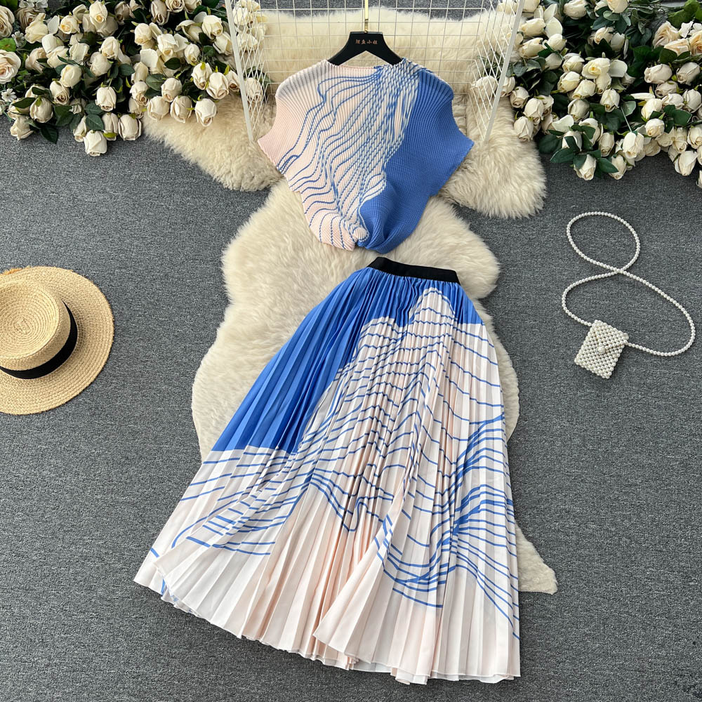 Top&Pleated Skirt Floral 2Pcs